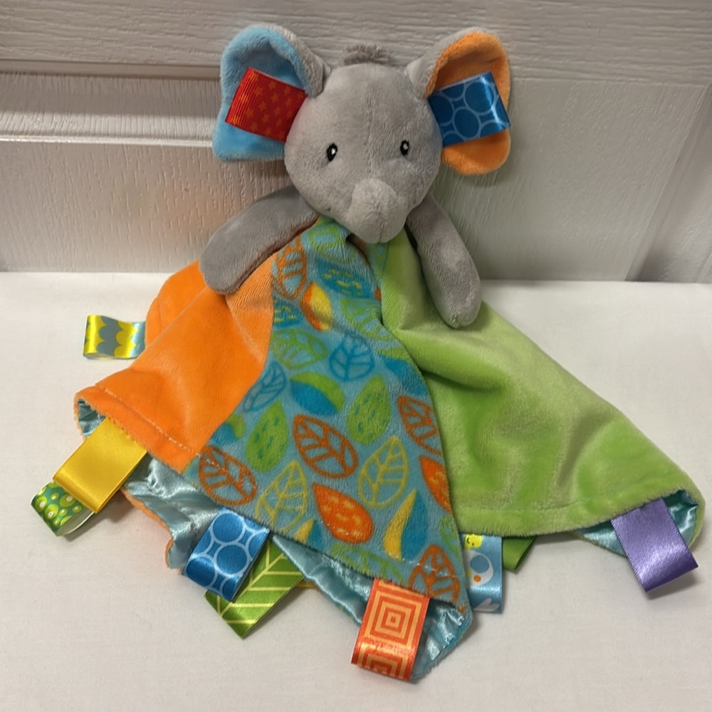Taggies Teal, Green, Orange Plush Blanket. Lovey